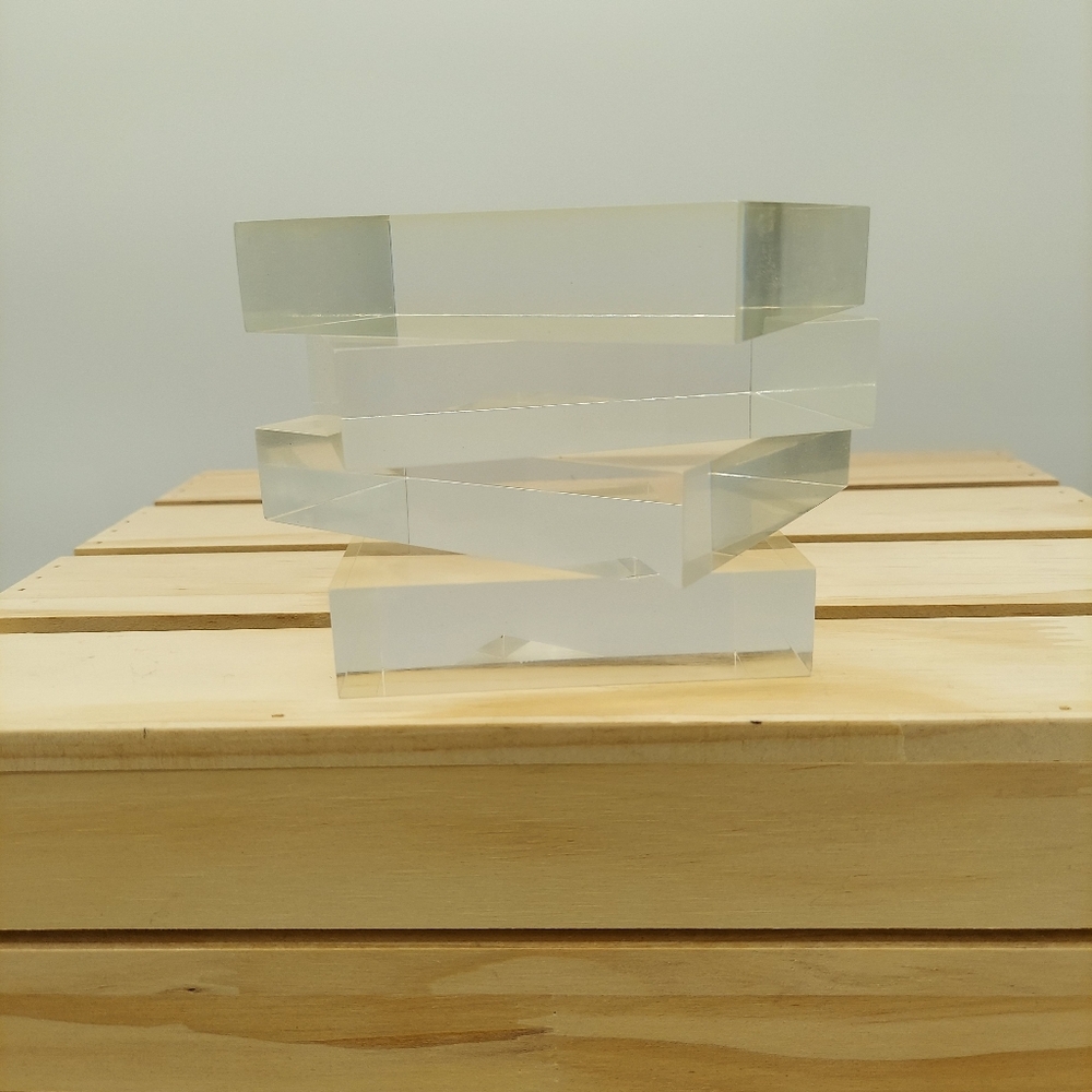 4 Acrylic Square Display Block Clear Polished Rectangular - Picture 2 of 2